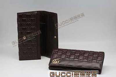 233029 雙G經(jīng)典長(zhǎng)款壓花啡皮錢包