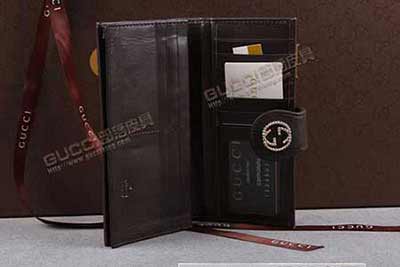 古奇三折帆布配皮休閑錢包 269978淺杏布啡皮