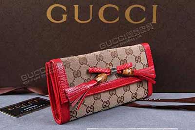 古琦女士錢包 女長款三折女錢包 大容量真皮女式錢包 女錢夾 269981杏布大紅皮