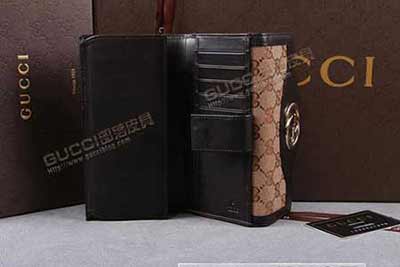 帆布女士錢包 長款三折歐美時尚錢夾 搭扣大鈔夾 282426杏布啡皮