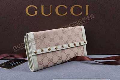 復古三折雙G帆布真皮禮品盒包 裝 女士錢包 橫款長款女款包 295361淺杏布米白皮