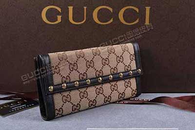 帆布女士錢包 長款三折歐美時尚錢夾 295361杏布啡皮