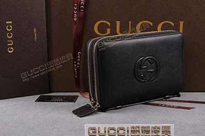 歐美奢品 意大利GUCCI 男款牛皮手拿包雙拉鏈錢包 306118皮