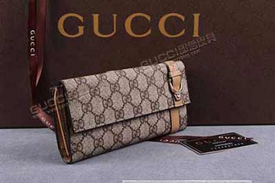 時尚女士錢包 古奇長款三折PVC錢包 女手拿包 309754啡PVC杏皮