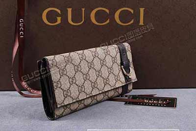 專賣店真品gucci錢包男士錢夾深啡色PVC三折長款商務休閑款