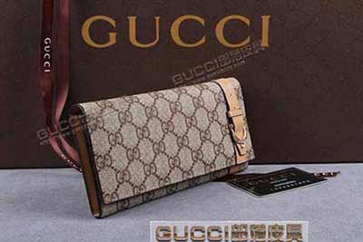 gucci 309756 啡PVC杏色皮 古奇pvc錢包