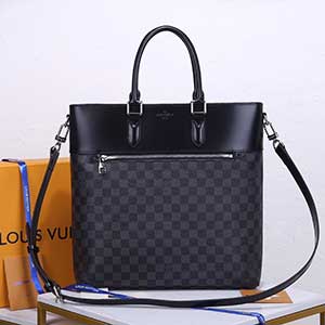LV路易威登原版復刻進口專柜PVC黑花男士手提包N4158