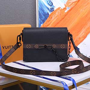 2020秋冬新款十字紋配牛皮斜挎長