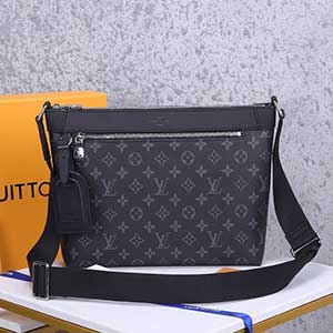 LV單肩斜挎男包 路易威登黑武士VOYAGER老花郵差包N40003