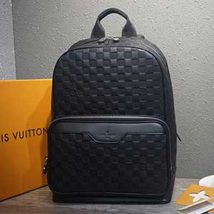 日本中古LVCAMPUS 雙肩包 路易威登黑色棋盤格雙肩包N40094