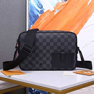 路易威登高品質N40364 黑格 LV經典黑色棋盤格單肩斜挎男包