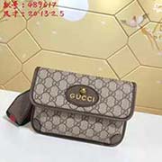 gucci古奇GUCCI新款 簡約款腰包正面飾以虎頭 小五金件 搭配紅綠可調節肩帶 點亮整體造型 可做胸包腰包斜挎包 簡約大方時尚感十足 型號: 489617尺寸：寬20*高13*側寬2.5顏色：pv