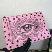 516928 古奇新款拉丁語系天使之眼印花纖薄手拿包 裝飾真皮滾邊配天使之眼精良搭配拉鏈封口 采用高等意大利牛皮 私訂五金 30x20cm 水波紋粉色眼睛［獨家