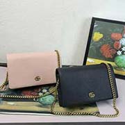  497985 古奇新款小雙G金屬鏈單肩包精良搭配 內(nèi)部空間充裕化妝鏡面 高等意大利進口牛皮 古銅色金屬配件 20x12.5x4.5cm 全皮黑色 粉色