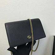  497985 古奇新款小雙G金屬鏈單肩包精良搭配 內部空間充裕化妝鏡面 高等意大利進口牛皮 古銅色金屬配件 20x12.5x4.5cm 全皮黑色