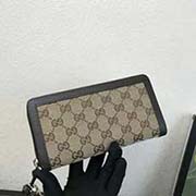 224254 GG新款單拉鏈杏布料 意大利高等進口牛皮 精致做工 19x10.5x2.5cm 杏布深啡