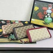 224254 GG新款單拉鏈杏布料 意大利高等進口牛皮 精致做工 19x10.5x2.5cm 杏布棗紅色