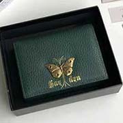 原單出品 蝴蝶 配飾小卡包 采用進口粒面牛皮 516938綠色 11cmx9cmx2.5cmx