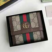 原單品質 采用進口粒面牛皮 搭配烏木色雙G面料 523173啡色 12cmx11cmx3cm