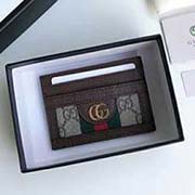 原單品質 采用進口粒面牛皮 搭配烏木色雙G面料 523159啡色 10cmx7.5cm