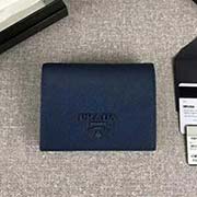 PRADA爆款女士短夾 專柜新同色標志 官網同步 1MV204 寶藍同色標志 意大利高等原單十字紋牛皮質感極好 長11.2cm高8.5cm