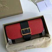  Burberr利 柏寶利 大面采用進口手掌紋牛皮配色 內格細膩柔軟的進口小牛皮 原版格子面料 40224181大紅色 19cmx10cmx3cm