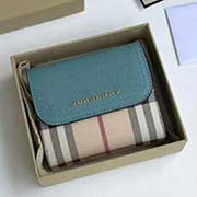  Burberr利柏寶利 原單出品 大面采用進口粒面牛皮配色 內格細膩柔軟的進口小牛皮 原版格子面料 40556111藍色 11cmx9cmx2.5cm