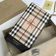 Burberry 柏寶利 原單出品 長款二折包 馬仔格子料搭配進口粒面小牛皮 40651851黑色 21cmx12cmx3cm
