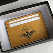 原單品質 蝙蝠 小卡包 采用進口雙色荔枝牛皮 519798黃色 10cmx7.5cm