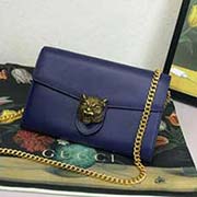 414984 古奇款豹頭五金單肩斜挎新色 意大利高等進口牛皮 精致做工 寶蘭色 20x13x4cm