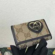 245724 Gucci 鑰匙包 高等進口牛皮 私訂五金金屬 原單代工廠出品 專柜同步 10.3x7x2.5cm 杏布啡色