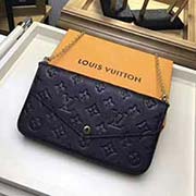 M64064 黑色 此由Monogram Empreinte帆布面料裁制而成的Pochette Felicie內含兩個可脫卸口袋 是攜帶整理您的日常用品的時尚之選 它不僅僅是款錢夾 除去銀色鏈條后 還