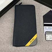 PRADA男士單拉鏈錢包 專柜新款式 官網(wǎng)同步 2ML317 深藍(lán)拼色字嘜 意大利高等原單十字紋牛皮質(zhì)感極好 長(zhǎng)20cm高10.3cm