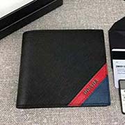 PRADA男士短款錢夾 專柜新款式 官網同步 2M0513 黑色拼色字嘜 意大利高等原單十字紋牛皮質感極好 長11cm高9.5cm