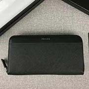 PRADA爆款男士單拉鏈錢包 官網同步 2ML317 黑色五字嘜 意大利高等原單十字紋平紋牛皮質感極好 長20cm高10.3cm