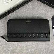 PRADA男士單拉鏈錢包 專柜新款式 官網同步 2ML317 黑色波浪拼色 意大利高等原單十字紋牛皮質感極好 長20cm高10.3cm配