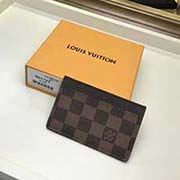 M61733 經典咖啡格卡片夾卡套 一個內夾層供放較大的卡片 兩個外夾層可供放信用卡 乘車卡等各式卡片size11x7cm