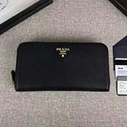 PRADA經典款單拉鏈錢包 經典之作 1ML506 黑色散字嘜
