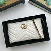 原單出品 菱形格子小鏈包 能輕松容納plus手機 口紅 小卡包 采用進口粒面牛皮 443447白色 21cmx12cmx4cmx