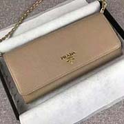 PRADA經典女士單肩斜挎翻蓋包 可拆卸皮革和鏈式肩帶 1M1290 裸粉散字嘜 意大利高等原單十字紋牛皮質感極好 進口鍍金金屬五金配件 長21cm高10cm