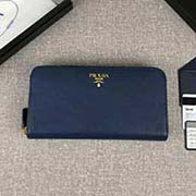 PRADA經典款單拉鏈錢包 經典之作 1ML506 寶藍散字嘜 意大利高等原單十字紋牛皮質感極好 進口鍍金金屬五金配件 長20cm高10cm