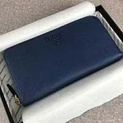 PRADA新款單拉鏈錢包 專柜新同色標志 經典之作 官網同步 1ML506 寶藍同色標志 意大利高等原單十字紋牛皮質感極好 長20cm高10.3cm
