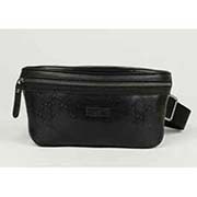 gucci國際品牌黑光PVC拉鏈腰包餃子包 酷奇男包23326