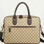 古琦PVC防水料男包 多功能商務包 256195咖啡