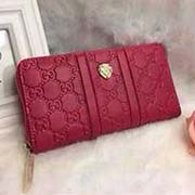 新款真皮女士錢(qián)包 牛皮長(zhǎng)款拉鏈全皮錢(qián)夾 2826紅