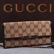 專柜真品帆布配真皮三折經(jīng)典LOGO長(zhǎng)款女錢包 112715