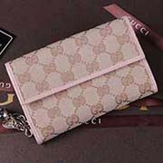 經典帆布三折女式錢包 古奇青年長款錢包 154182淺杏