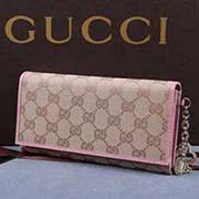 gucci 154185 淺杏布粉紅皮 女士