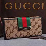 三折帆布配皮休閑錢包 181668杏布