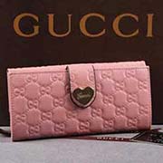 203550 古奇長款全皮壓花錢包 粉